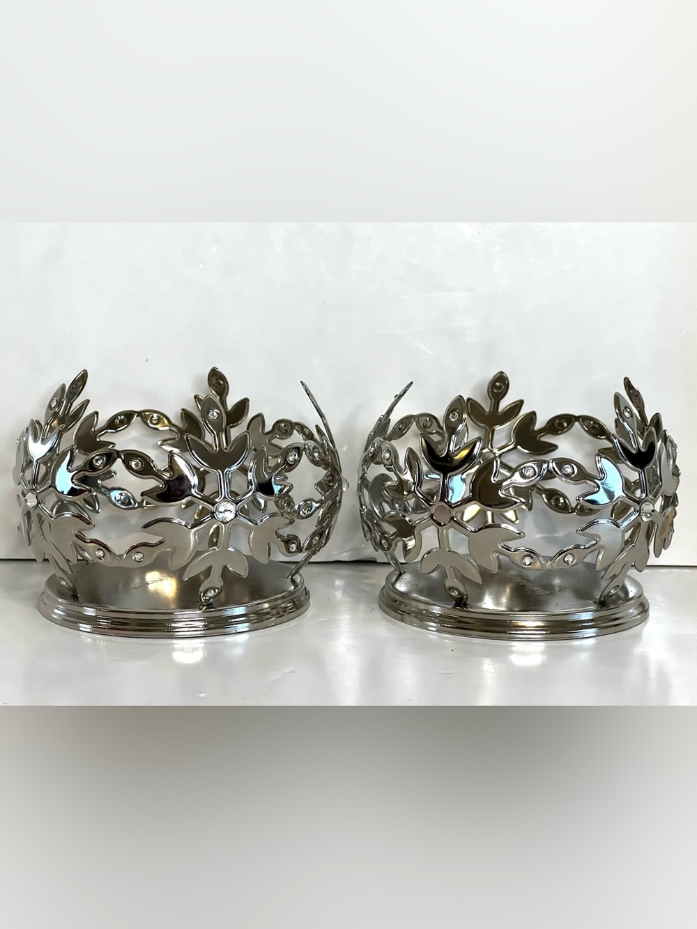 Bath & Body Works Silver Snowflake Single Wick Candle Holder - Pair Set Of 2